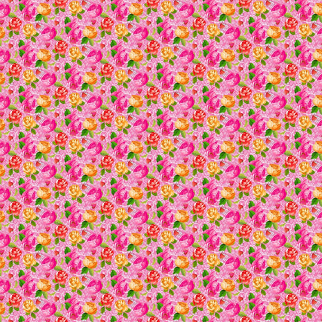 Vaessen Creative • CoCo-ton katoen stof 45x50cm so cute roze bloemen motief