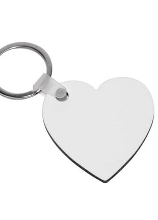 MDF Sleutelhanger Hart voor Sublimatie – Wit/Bruin met Verchroomde Ring