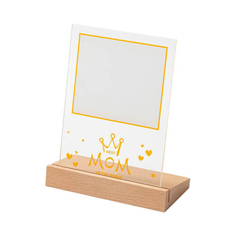 Glasframe Best Mom of the World voor Sublimatie – 12,7 x 17,8 cm (excl. houten basis)