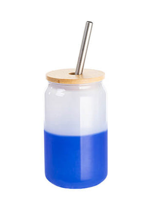 400 ml Kleurveranderend Sublimatieglas Blauw met Bamboe Deksel
