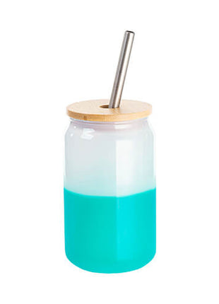 400 ml Kleurveranderend Sublimatieglas Groen met Bamboe Deksel