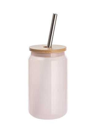 400 ml Kleurveranderend Sublimatieglas Rood met Bamboe Deksel