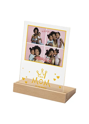 Glasframe Best Mom of the World voor Sublimatie – 12,7 x 17,8 cm (excl. houten basis)