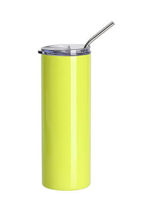 600 ml RVS Sublimatie Tumbler met Metalen Rietje – Neon Geel