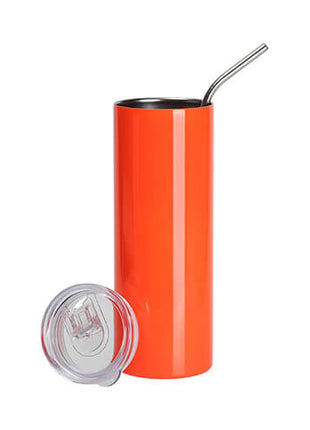 600 ml RVS Sublimatie Tumbler Neon Oranje met Rietje