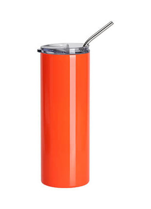 600 ml RVS Sublimatie Tumbler Neon Oranje met Rietje