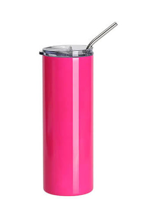 600 ml RVS Sublimatie Tumbler Neon Roze met Rietje