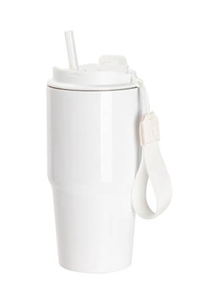 600 ml RVS Sublimatie Tumbler Wit met Deksel en Handvat