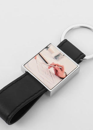 Metalen Sleutelhanger met Leren Detail voor Sublimatie – Verschillende Modellen (incl. plakplaatje & tape)