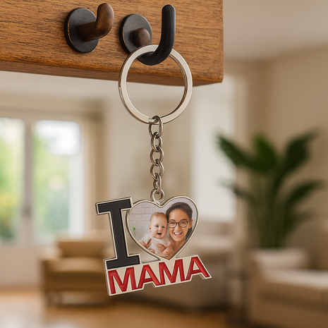 Metalen Sleutelhanger I Love Mama voor Sublimatie