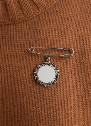 Metalen Broche voor Sublimatie – Zilver/Wit