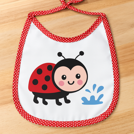 Slabbetje met Rode bies met witte stippen voor sublimatie