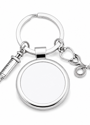 Metalen Sleutelhanger voor Sublimatie – Zilver/Wit Glans (inclusief plakplaatje & tape)