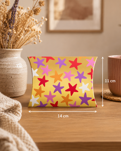 Gondeldoosje Goud met Gekleurde Sterren – 14 × 2,4 × 11 cm – Per Stuk
