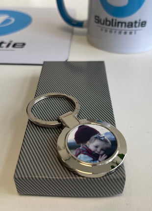 Metalen Ronde Sleutelhanger voor Sublimatie – Inclusief Plaatje & Luxe Doosje