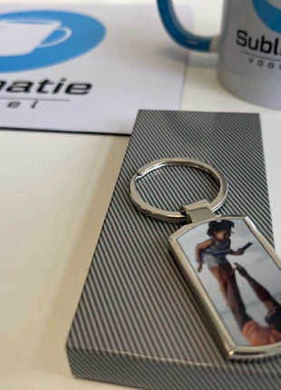 Metalen Sleutelhanger Rechthoek 3x7,5 cm – Geschikt voor Sublimatie