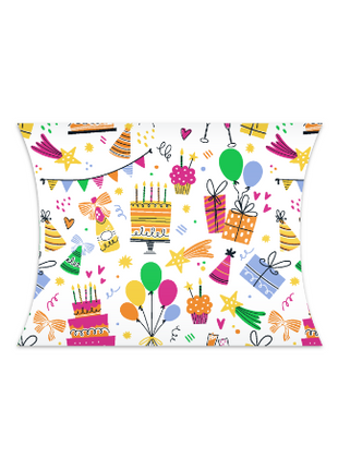 Kleurrijk Birthday Doodles gondeldoosje van 14 × 2,4 × 11 cm voor verjaardagscadeautjes