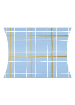 Lichtblauw gondeldoosje met gridpatroon van 14 × 2,4 × 11 cm