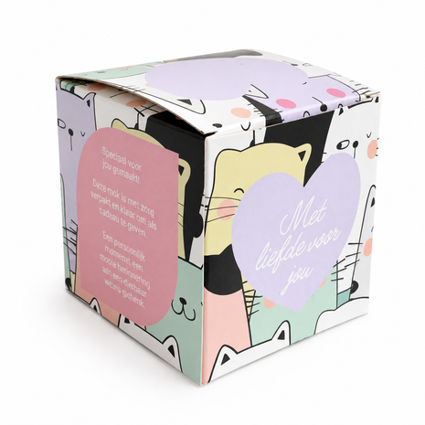 Kattenparade Mokkendoosje – Roze Cadeaudoosje met Kattenprint