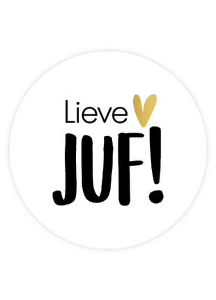 Set van 20 ronde witte Lieve juf stickers van 40 mm