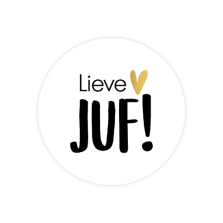 Set van 20 ronde witte Lieve juf stickers van 40 mm