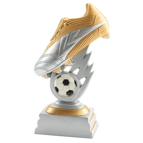 Voetbal sporttrofee van 15 cm met sublimatieplaatje voor gepersonaliseerde voetbalprijzen