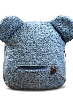 Zacht teddy rugzakje in blauwe kleur voor baby’s en peuters