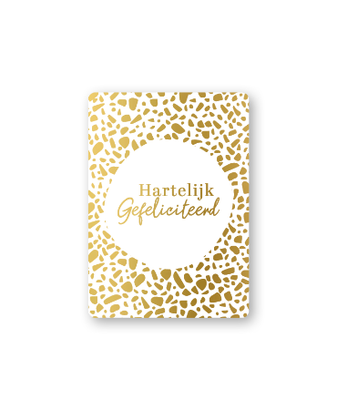 Cadeaukaartjes A7 - Hartelijk gefeliciteerd (goud/wit)