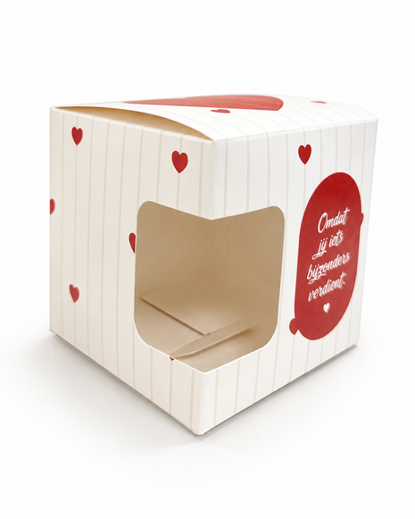 Classic Love Mokkendoosje – Cadeaudoosje met Rode Hartjes voor Mok
