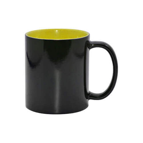 Magische Mok 330 ml Zwart met Gele Binnenkant voor Sublimatie