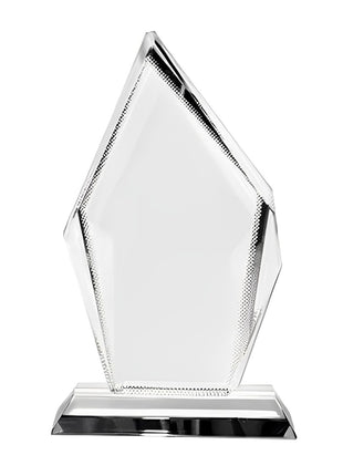 foto kristal trofee 10x16,5 cm met standaard gepersonaliseerd cadeau