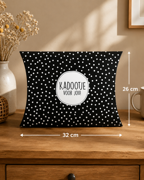 Gondeldoos XL ‘Kadootje voor Jou’ Zwart/Wit – 32 × 8 × 26 cm – Per Stuk