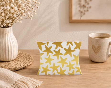 Gondeldoosje Sterren Wit/Goud – 14 × 2,5 × 11 cm – Per Stuk