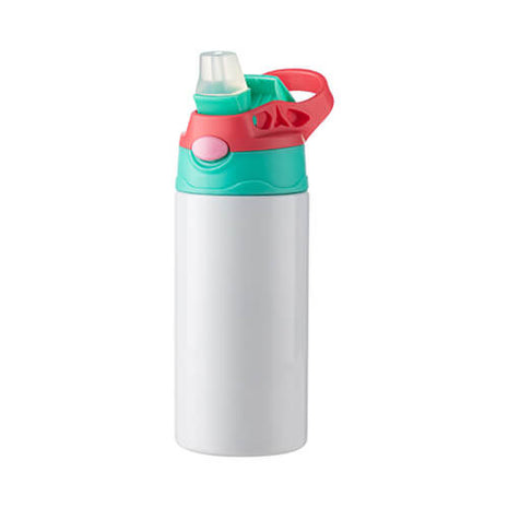 Roestvrije Kinderfles van 360 ml roestvrij staal voor sublimatie - wit met blauw/roze dop
