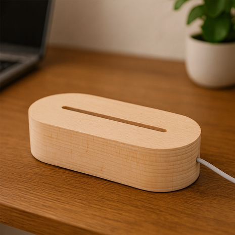 houten led lamp ovaal rechthoek sublimatie lampvoet voor acryl plaat