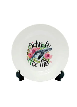 keramisch bord 27 cm sublimatie met standaard wit