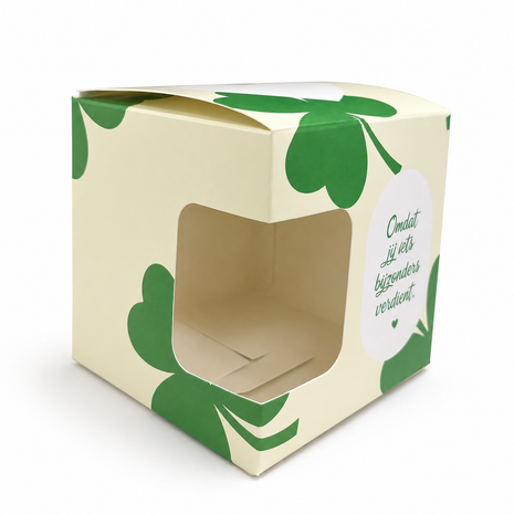 Klavertje Vier Mokkendoosje – Groen Cadeaudoosje voor Mok