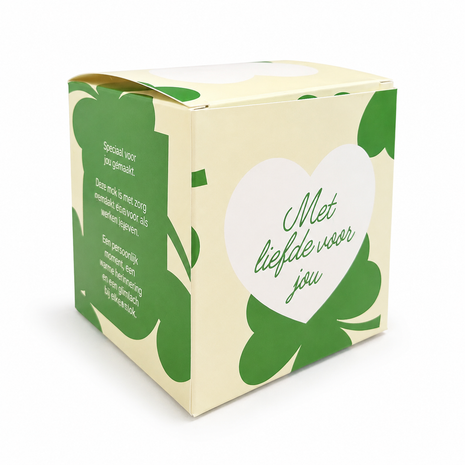 Klavertje Vier Mokkendoosje – Groen Cadeaudoosje voor Mok