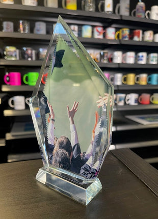 kristal trofee met foto 10x16,5 cm award cadeau