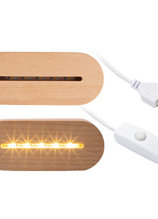 led lampvoet ovaal rechthoek hout met gleuf voor acryl sublimatie plaat