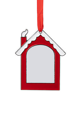 Metalen Kerstboomhanger Huis voor Sublimatie – Rood en Wit