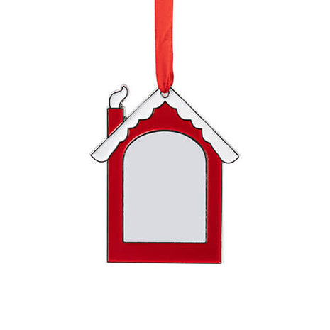 Metalen Kerstboomhanger Huis voor Sublimatie – Rood en Wit