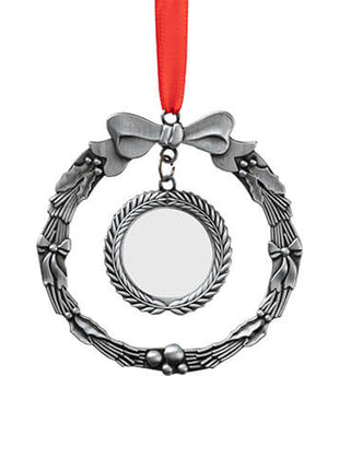 Metalen Kerstboomhanger Krans voor Sublimatie – Zilverkleurig