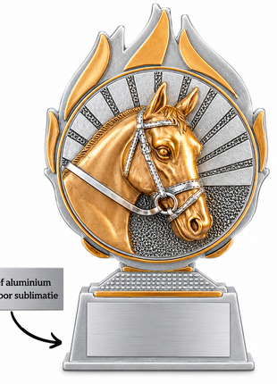 Paarden Trofee Zilver – Paardensport Beker met Paardenhoofd  (Geschikt voor sublimatie)