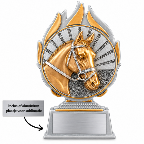 Paarden Trofee Zilver – Paardensport Beker met Paardenhoofd  (Geschikt voor sublimatie)