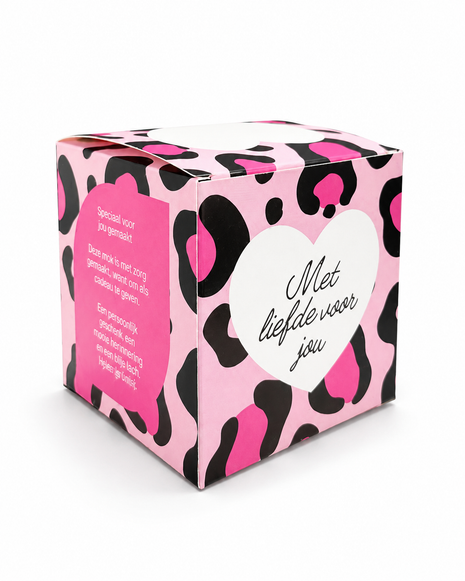Roze Panterprint Mokkendoosje – Cadeaudoosje voor Mok