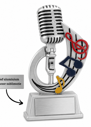 Playback Trofee met Muzieknoten – Muziek Beker  (Geschikt voor sublimatie)