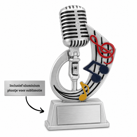 Playback Trofee met Muzieknoten – Muziek Beker  (Geschikt voor sublimatie)