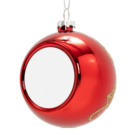 Rode Kerstbal Ø 8 cm voor Sublimatie – Gouden Bloemen