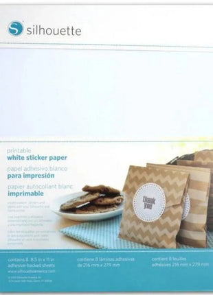 Silhouette printbaar wit stickerpapier 21,5 x 28 cm met 8 vellen voor print en cut projecten